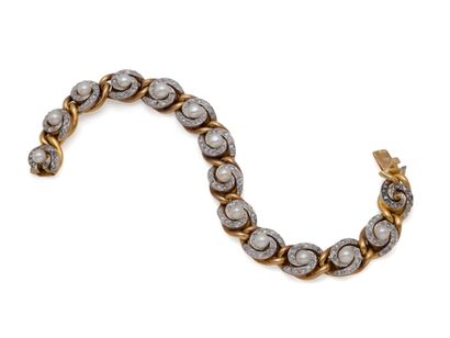Bracelet articulé en or 750 et platine 850...
