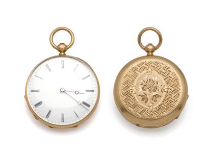 Petite montre de poche en or 750 millièmes,...