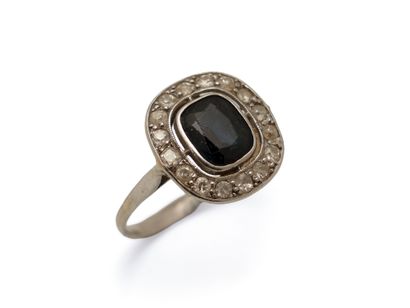 Bague en or gris 585 et platine 850 millièmes,...