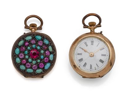 Montre de col en or 375 et argent 800 millièmes,...