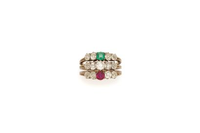 Bague jarretière en or 585 millièmes, habillée...