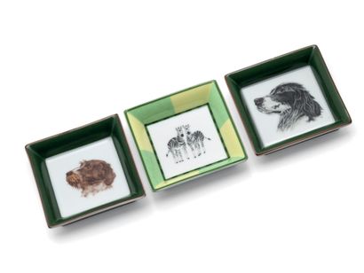 HERMÈS
Set of 3 porcelain guest ashtrays...