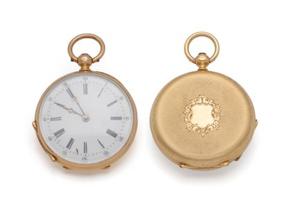 Petite montre de poche en or 750 millièmes,...