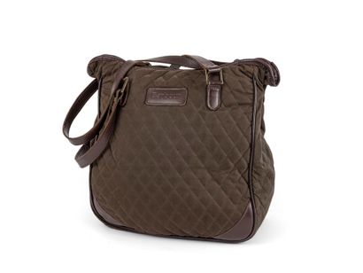 BARBOUR
Quilted khaki canvas bag, 2 leather...