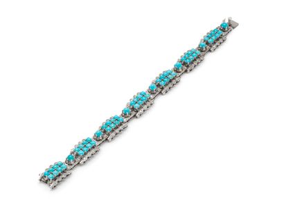 Bracelet articulé en or gris 585 millièmes,...
