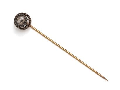 Épingle de cravate en or 750 et argent 800...