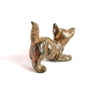 Pair of small cats playing, bronze subjects...