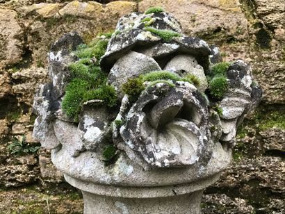 Pair of decorative basins in reconstituted...