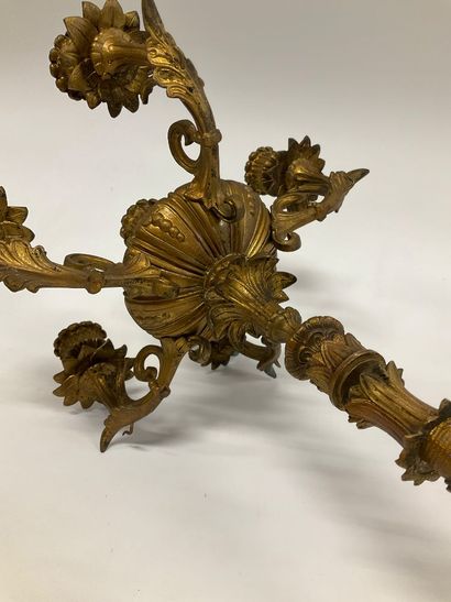 a bronze candlestick, six candles. Late 19th...