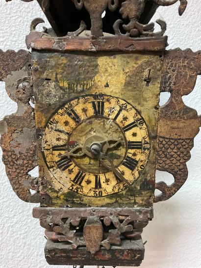 Horloge murale Frisonne (Pays-Bas) XIXe siècle.
Décor...