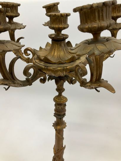 a bronze candlestick, six candles. Late 19th...