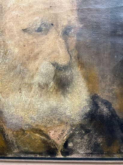 Oil on cardboard. Portrait of a bearded man....