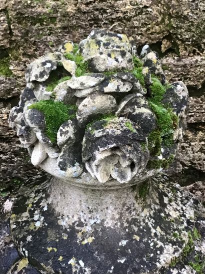 Pair of decorative basins in reconstituted...