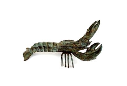 Shaded patina zoomorphic bronze subject depicting...