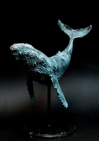 RUCHOS (XXème) - Large modern bronze figure...