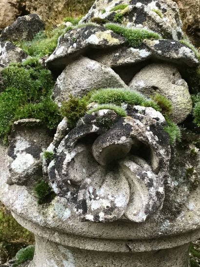 Pair of decorative basins in reconstituted...