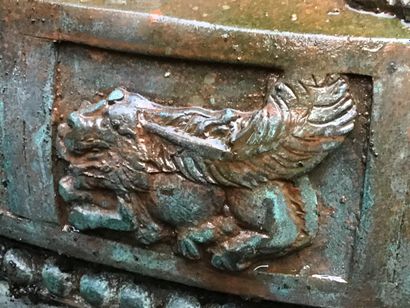 Pair of cast bronze vases decorated with...