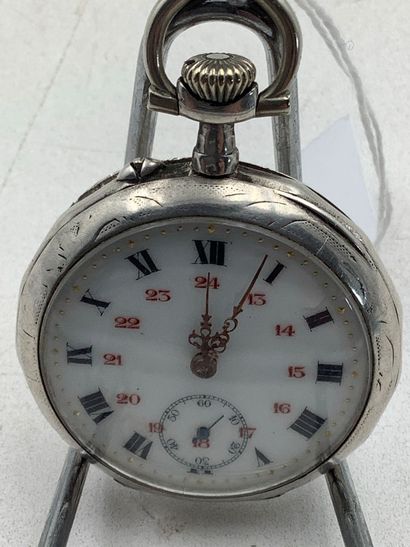 montre à gousset en argent, poinçon crabe.
Fonctionnelle.
Poids...