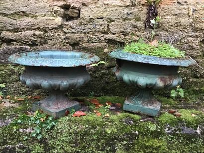 Pair of Medici vases in painted cast iron,...