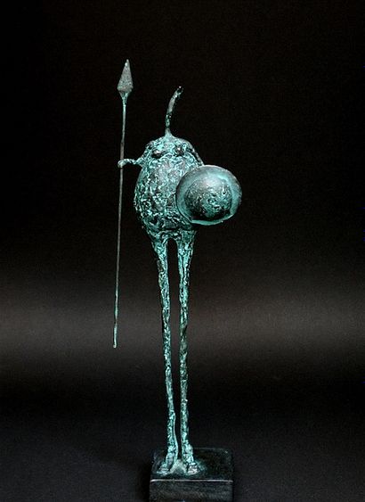 MODERN ART: RUCHOS - Green patina bronze...