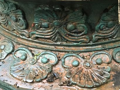 Pair of cast bronze vases decorated with...
