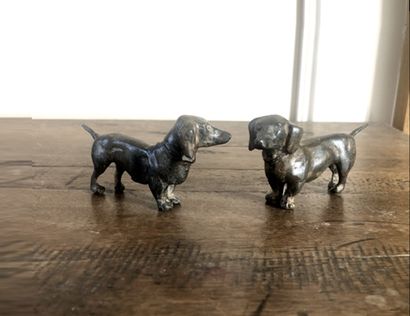Pair of animal bronzes stamped by Pierre...