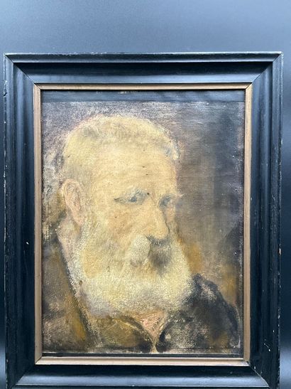 Oil on cardboard. Portrait of a bearded man....