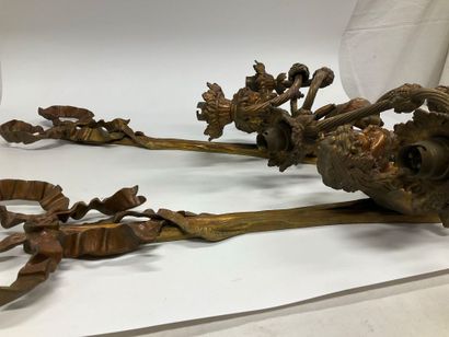 Pair of bronze sconces decorated with a mermaid...