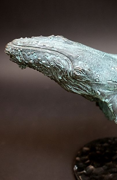 RUCHOS (XXème) - Large modern bronze figure...
