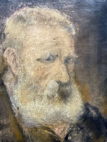 Oil on cardboard. Portrait of a bearded man....