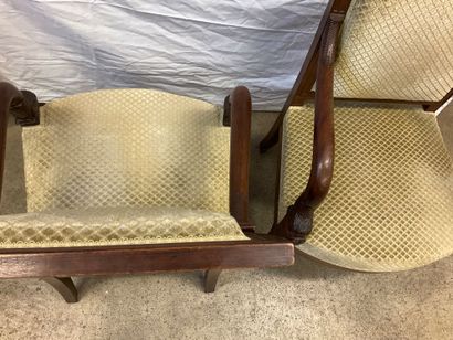 Pair of Empire style armchairs, decorated...