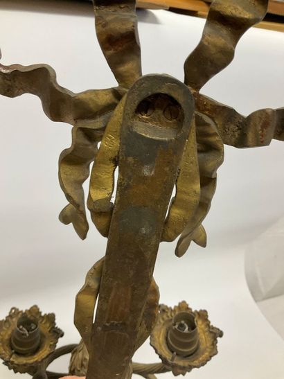 Pair of bronze sconces decorated with a mermaid...