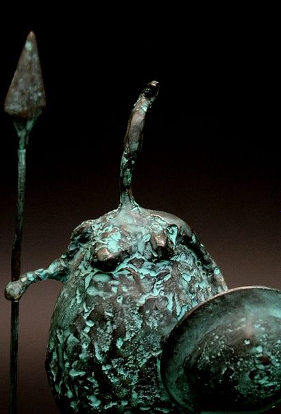 MODERN ART: RUCHOS - Green patina bronze...