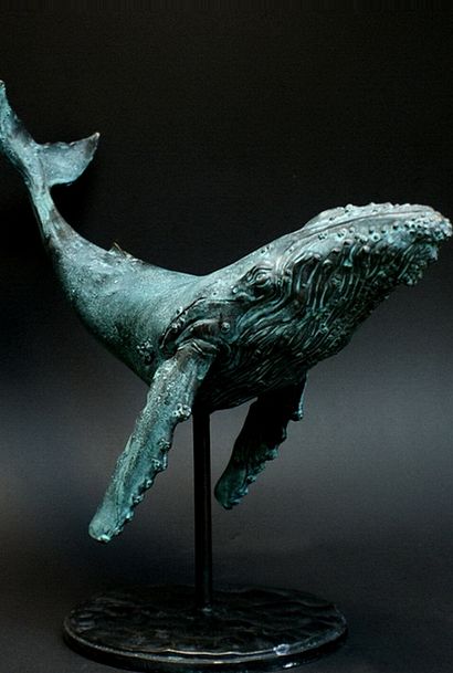 RUCHOS (XXème) - Large modern bronze figure...
