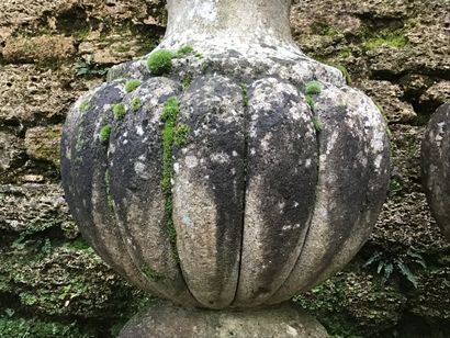 Pair of decorative basins in reconstituted...