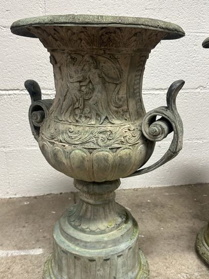 Pair of Medici vases in lost-wax cast brass,...