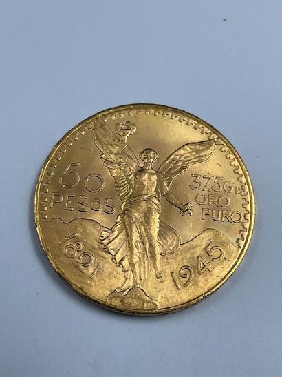 50 pesos en or 1945. Poids : 41,73 gramm...