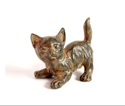 Pair of small cats playing, bronze subjects...