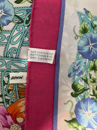 Christian Dior pink silk foulardr ,with multicolored...