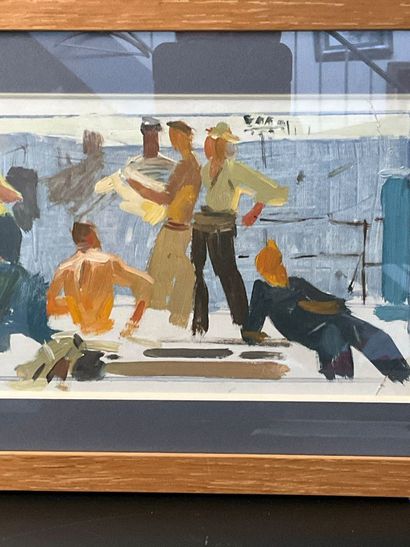 An oil on canvas, Marine format, depicting...
