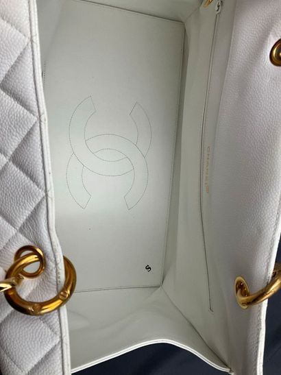 CHANEL, Large white quilted leather tote...
