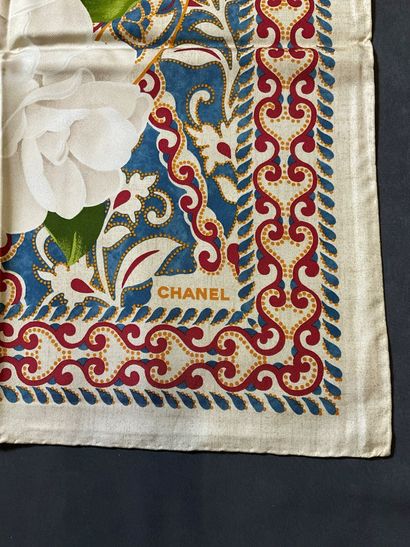 Multicolored Chanel scarf featuring red,...