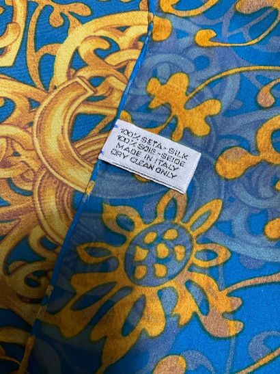 Large Chanel scarf in blue silk crepe with...