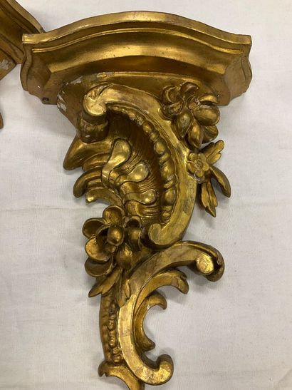 Two small Louis XV style consoles in gilded...