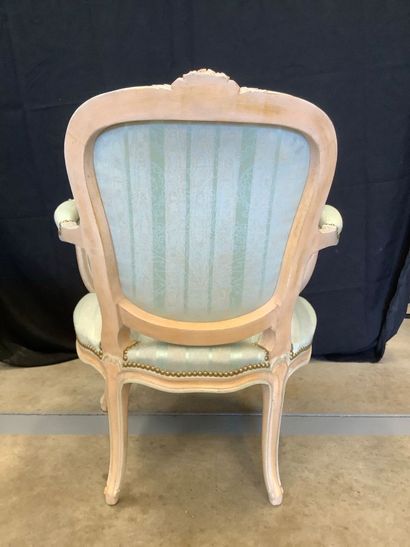Set of two Louis XV style armchairs in carved...