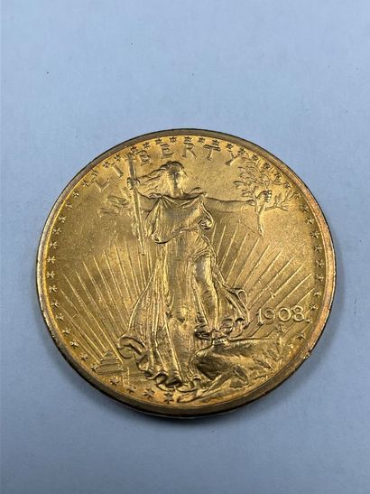 Une pièce de 20 dollars liberté, 1908, poids...