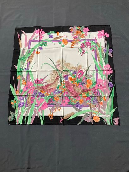 CHRISTIAN DIOR silk scarf with black edges...