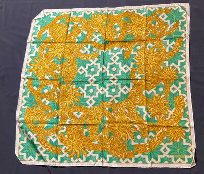 Chanel silk square, white background with...