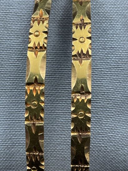 Two 750 thousandths yellow gold bracelets....