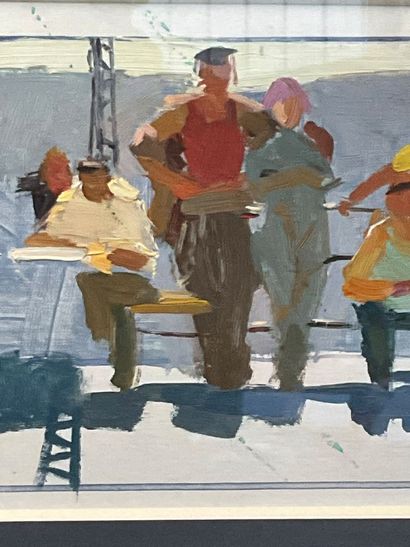 An oil on canvas, Marine format, depicting...
